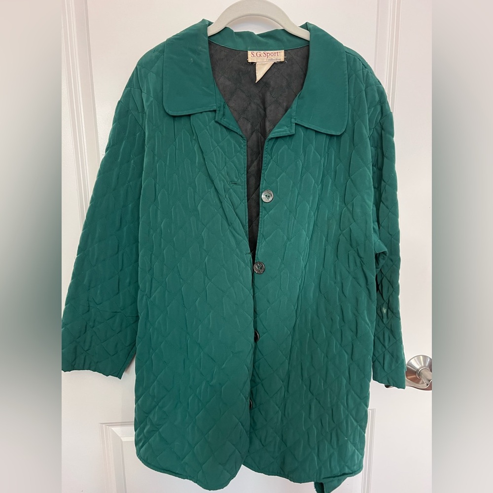 Green Quilted Woman’s Jacket. Size 1X.